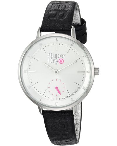 Superdry Analogique Quartz Montre avec Bracelet en Cuir SYL159U - Blanc