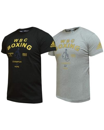 adidas WBC Boxing Gloves T-Shirt Training Gym Fitness Workout Top - Negro