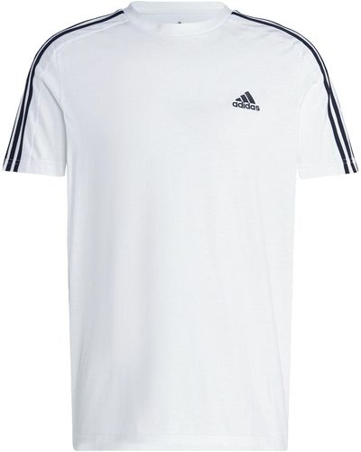 adidas Essentials Single Jersey 3-stripes T-shirt Met Korte Mouwen Voor - Wit