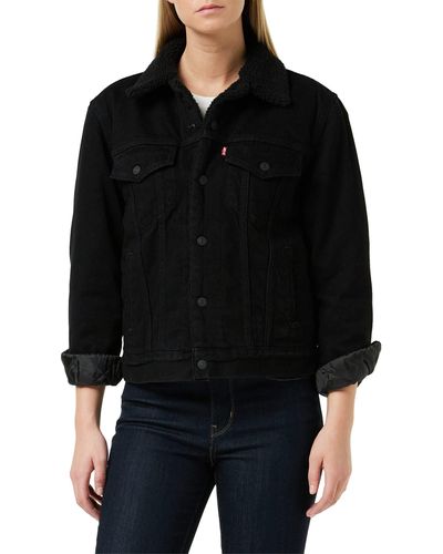 Levi's Ex-bf Sherpa Trucker Jacket Voor - Zwart