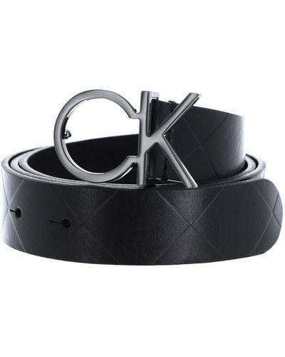 Calvin Klein Gürtel Re-Lock Quilt Ck Logo Belt 30mm Ledergürtel - Schwarz