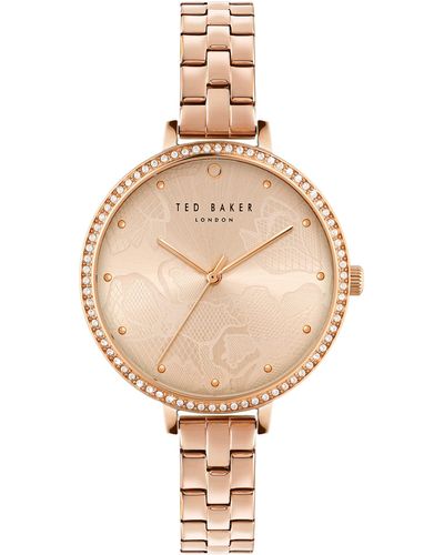 Ted Baker Ladies Stainless Steel Rose Gold Bracelet Watch - Natural