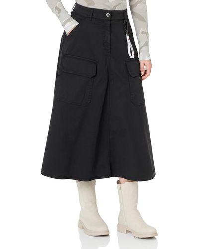 Love Moschino Canvas midi skirt with patch pockets - Schwarz