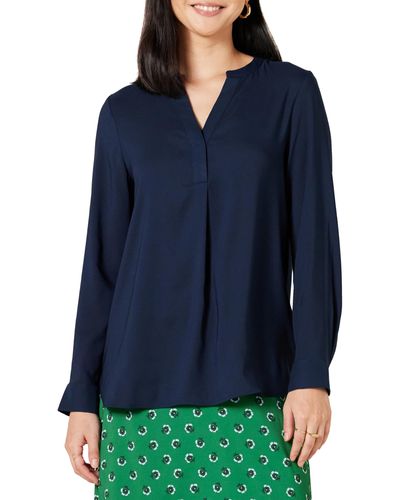 Amazon Essentials Georgette Long-sleeved Relaxed-fit Popover Blouse - Blue