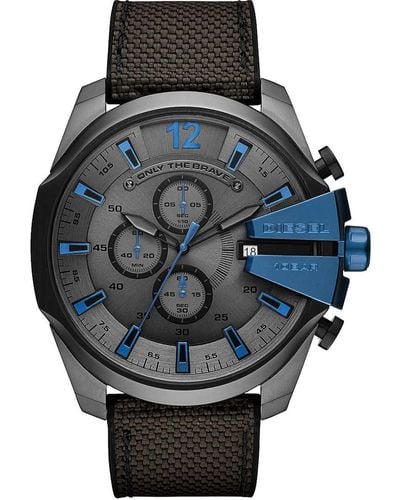 DIESEL Chronograph Quartz Watch With Stainless Steel And Leather Strap Dz4344 - Multicolour