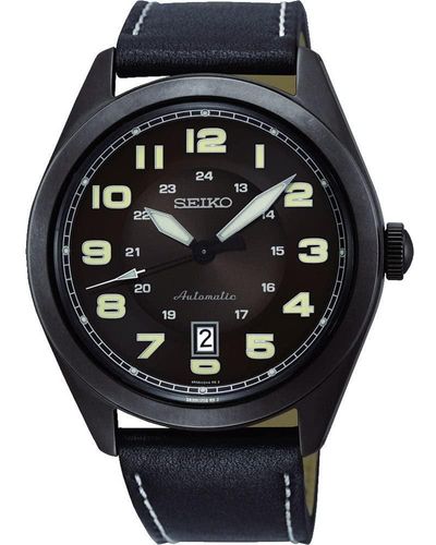 Seiko Neo sports orologio Uomo Analogico Automatico con cinturino in Pelle di vitello SRPC89K1 - Nero