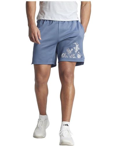 adidas Workout Logo Knit Shorts décontracté - Bleu