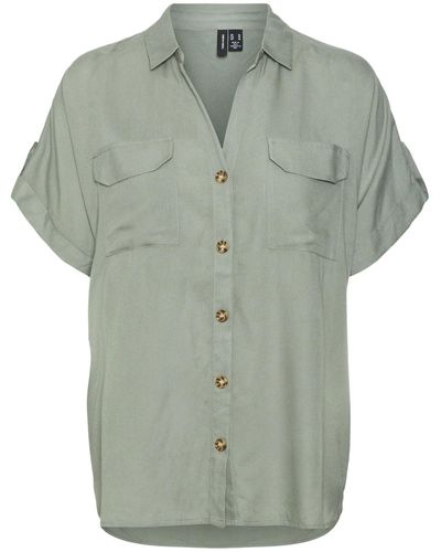 Vero Moda VMBUMPY S/S Shirt WVN GA NOOS Kurzarmbluse - Grün