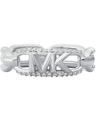 Michael Kors Premium Kors MK Sterling Silber Pavé Empire Gliederkettenring - Weiß
