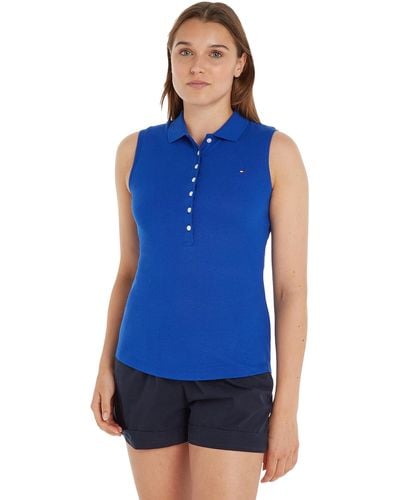 Tommy Hilfiger Mujer Camiseta sin mangas tejido elástico - Azul