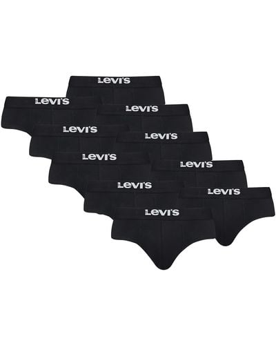 Levi's Solid Basic Slips Unterwäsche aus Bio-Baumwolle im 10er Pack - Schwarz