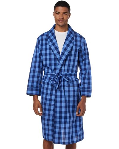 Nautica Long Sleeve Lightweight Cotton Woven Robe - Blue