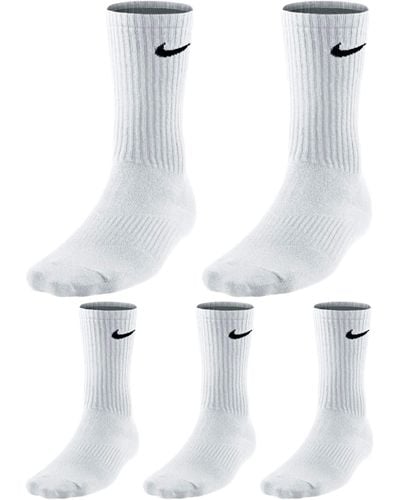 Nike Socken 5 Paar Sparset Tennissocken Sportsocken Laufsocken Paket Bundle - Weiß