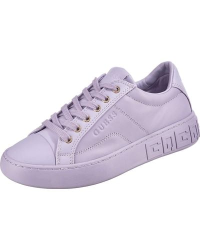 Guess Trainers Shoes Trainers Leather Combination Sport Low Shoes Plain - Purple