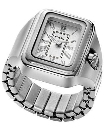 Fossil Quartz Stainless Steel Two-hand Watch Ring - Metallic
