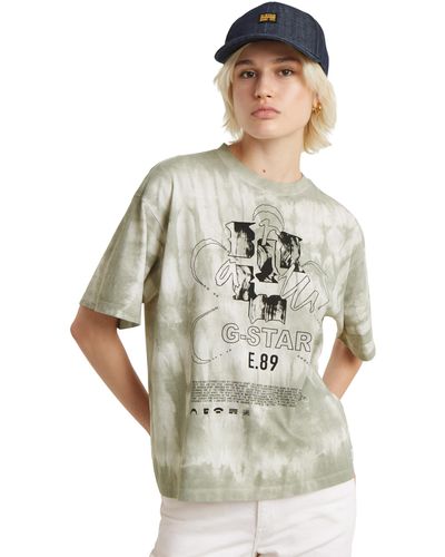 G-Star RAW Graphic Overdyed Loose R T Wmn Camiseta - Blanco