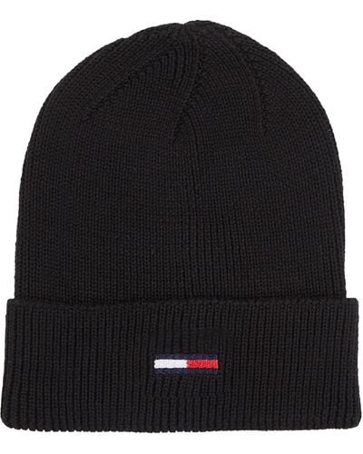 Tommy Hilfiger Tommy Jeans Tjw Elongated Flag Beanie Hats - Black