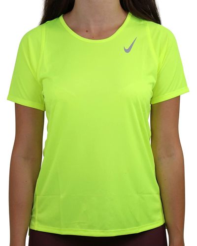 Nike T-Shirt Jaune Fluo Race Jaune XS