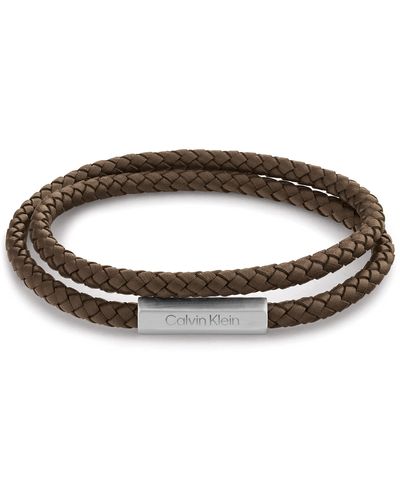 Calvin Klein Bracelet en Cuir pour Collection LATCH Marron - 35000208 - Métallisé