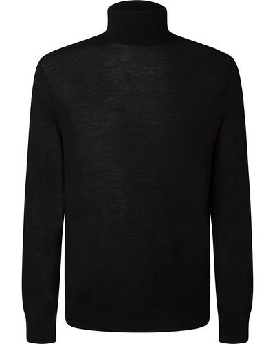 Hackett Merino Silk Roll Neck Pullover Sweater - Schwarz
