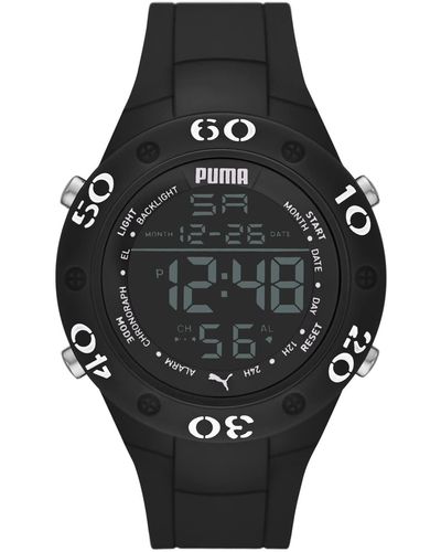 PUMA 8 Polycarbonate Digital Watch With Polyurethane Strap - Black