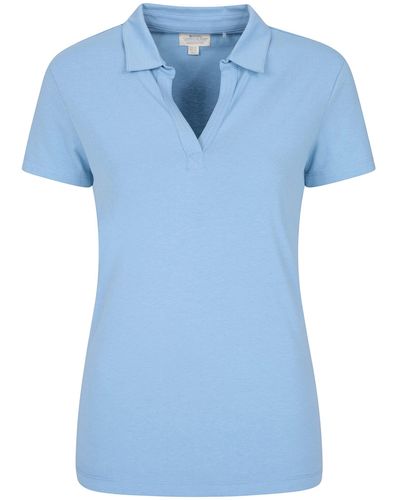 Mountain Warehouse UV pour - T-Shirt Anti-UV - Haut à col V - Tee-Shirt léger - Idéal pour Automne - Bleu