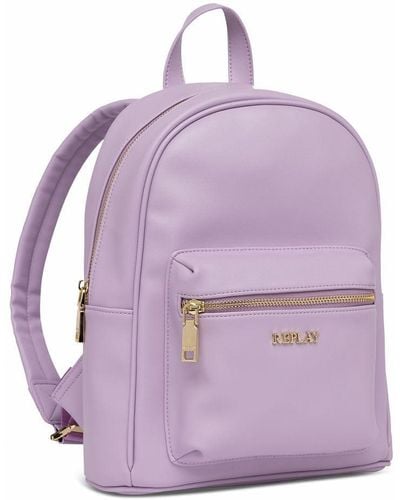 Replay Women's Backpack Made Of Faux Leather - Purple