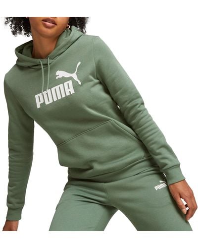 PUMA Sudadera con Capucha Mujer Essentials Logo FL XL Eucalyptus Green - Verde