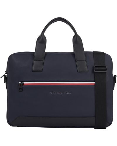 Tommy Hilfiger Bolsa de Ordenador Portátil para Hombre Computer Bag con Cierre de Cremallera - Azul