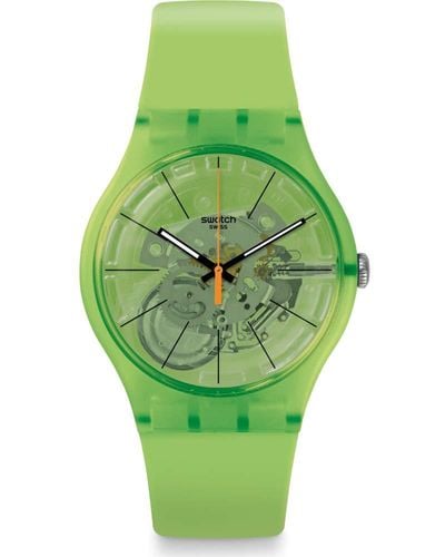 Swatch SUOG118 Armband-Uhr Kiwi Vibes Analog Quarz Silikon-Armband - Grün