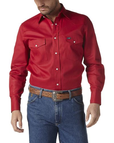 Wrangler Ms71319t Arbeits Utility Hemden zum Knöpfen - Rot