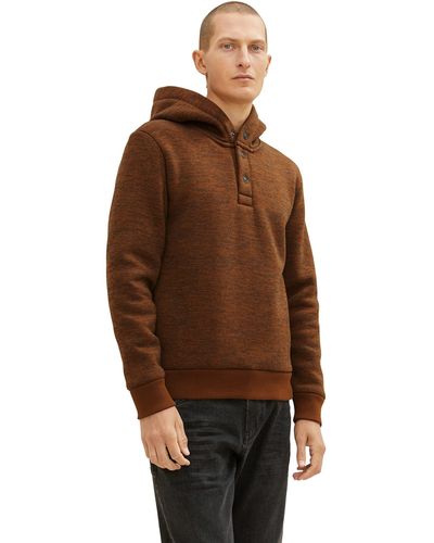 Tom Tailor Hoodie Sweatshirt mit Knopfleiste 1034374 - Braun