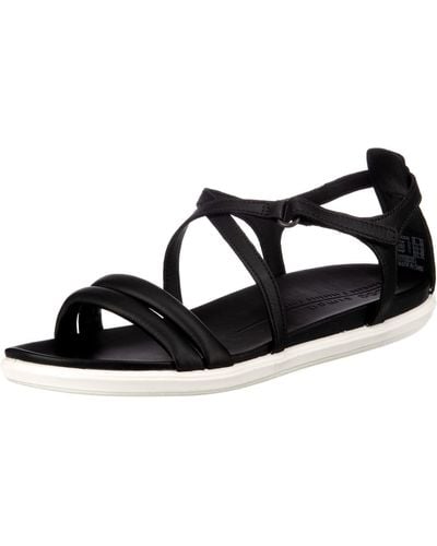 Ecco Simpil Cross Strap Ankle Flat Sandal - Black