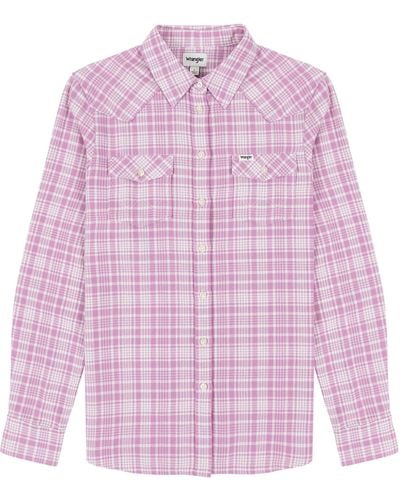 Wrangler Slim Reg Western Shirt Camicia - Viola
