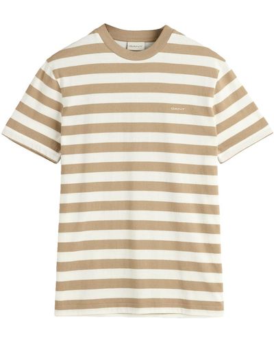 GANT Stripe Ss T-shirt - Natural