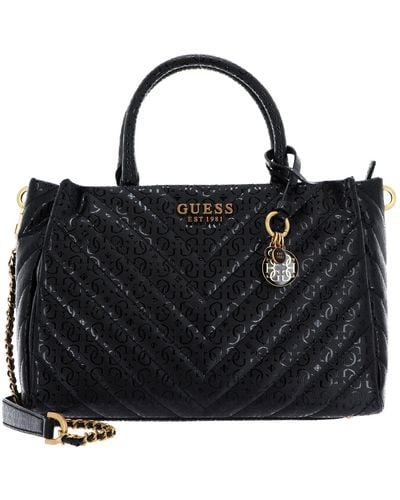 Guess Sac à main logo 4G cuir PU Jania jeans - Noir