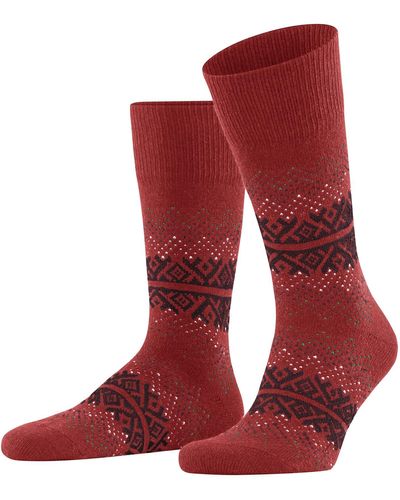 FALKE Socken Inverness Wolle Kaschmir gemustert 1 Paar - Rot