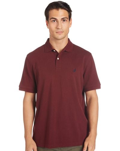 Nautica Short Sleeve Cotton Pique Polo Shirt - Red