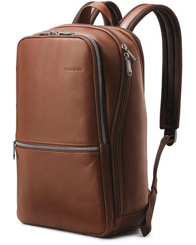 Samsonite Classic Leather Slim Backpack - Brown
