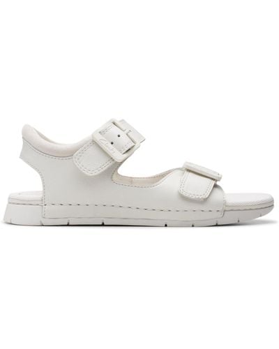 Clarks Baha Beach K. Leather Sandals In White Standard Fit Size 1