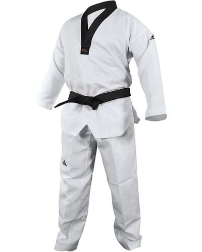 adidas Adi Start Ii Black V-neck Black Belt Taekwondo Dobok Uniform - Grey