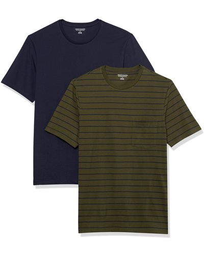 Amazon Essentials T-Shirt Girocollo con Tasca a iche Corte Slim Uomo - Verde