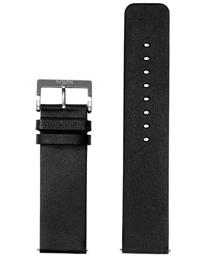 Nixon Wechselarmband für Uhren mit 23 mm Abstand aus pflanzlich gegerbtem Leder in der Farbe Schwarz mit Edelstahlschließe mit
