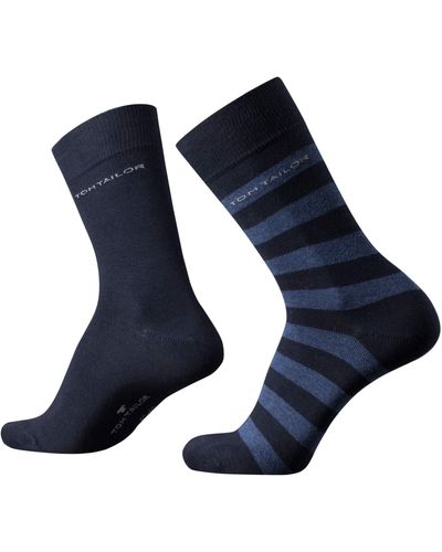 Tom Tailor Socken New Stripe navy Doppelpack dunkel-blau gestreift + uni