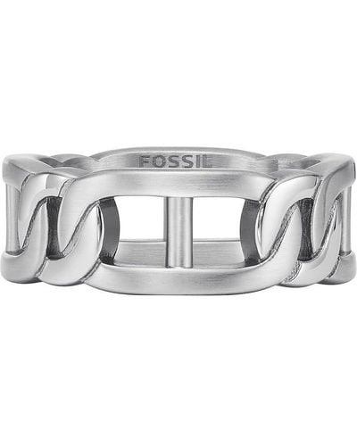 Fossil Heritage D-link Stainless Steel Ring - Metallic
