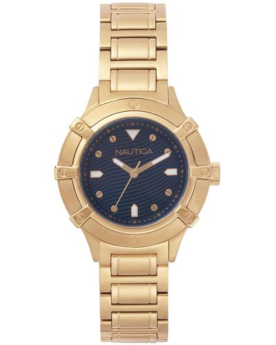 Nautica Datum klassisch Quarz Uhr mit Edelstahl Armband NAPCPR005 - Blau