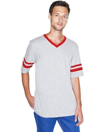 American Apparel 50/50 Football V-neck Short Sleeve T-shirt - White