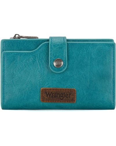 Wrangler Portafoglio da donna Porta carte bifold con tasca con cerniera pochette da donna - Blu