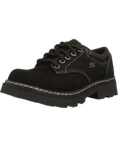 Skechers Parties-Mate Oxford,Black Suede Leather,6 M US - Nero