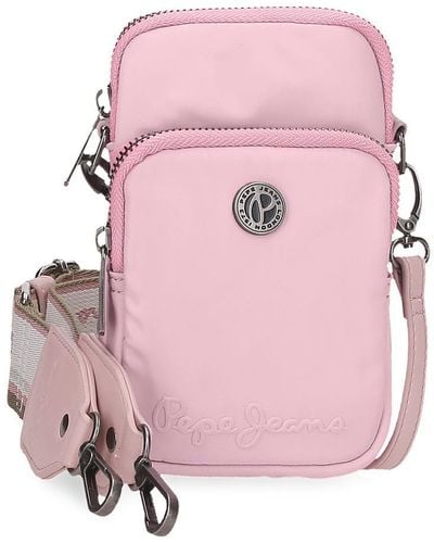 Pepe Jeans Corin Messenger Bag Mobile Phone Case Pink 11x17.5x4cm Polyester And Pu By Joumma Bags